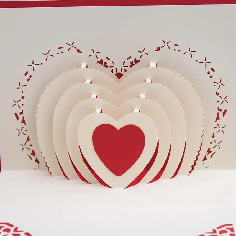 LIN Pop Up 3D Biglietto Di Auguri San Valentino – Tavola Imbandita – Fatto A Mano Con Carta Fedrigoni E Kishu, Formato 11,5x17 Cm