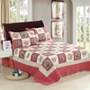 Red Flower Vintage Queen 100% Cotton Bed Sheet Patchwork Quilt Set