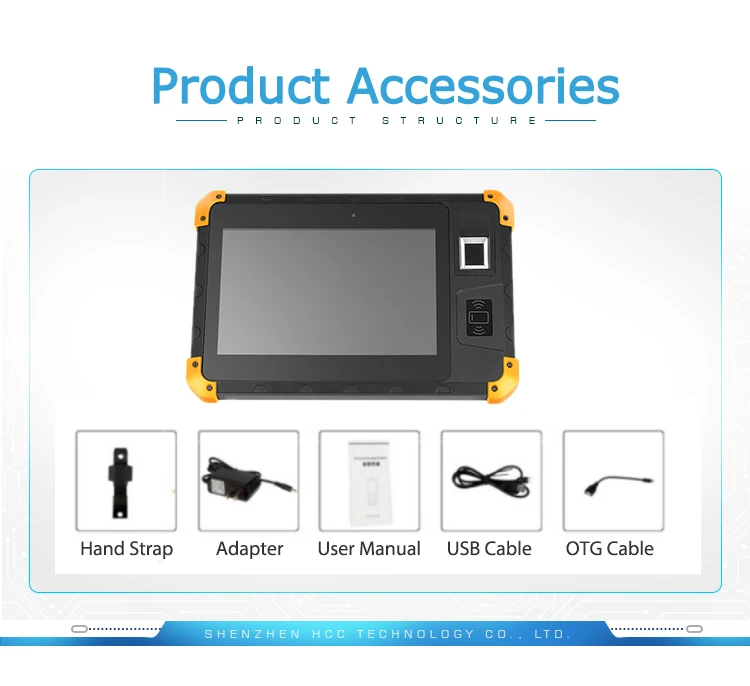 Industrial Rugged 3G / 4G Smart 8" Biometric Fingerprint Scanner Android Tablet PC HCC-Z200