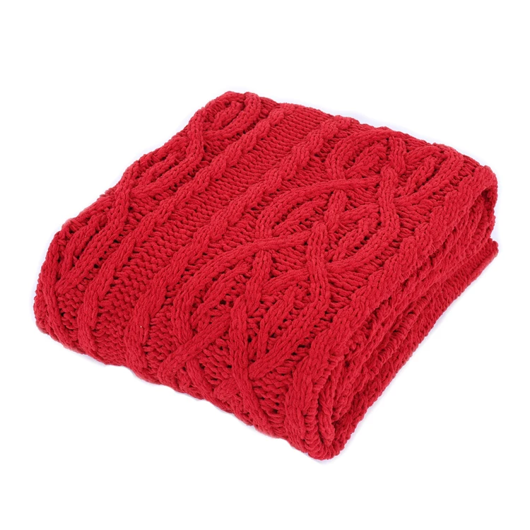 100 Polyester Red Bright Color Knit Throw Blanket Buy Throw,Throw