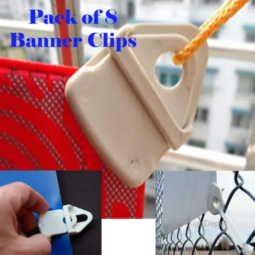 DSM Tm Pack of Reusable Banner Clips , No Grommet, Durable, Outdoor / Indoor Sign Flag Trade Show Signage Supply