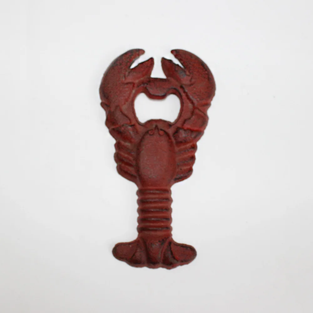 Lobster cast iron beer bottle openers with antique red finished