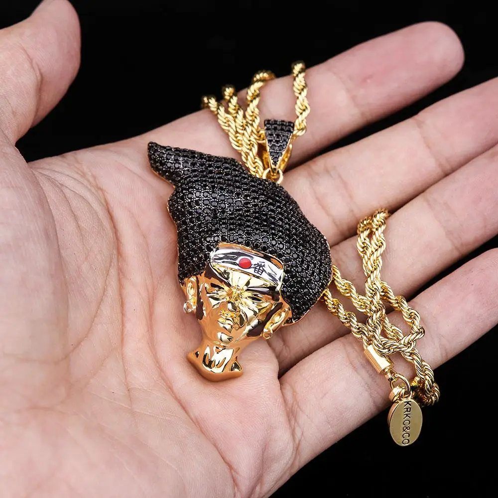Krkc&co 14k Gold Afro Samurai Pendant Hip Hop Jewelry For Amazon/ebay