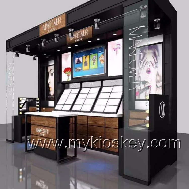 Luxury Cosmetic Display Stand Wood makeup display counter 