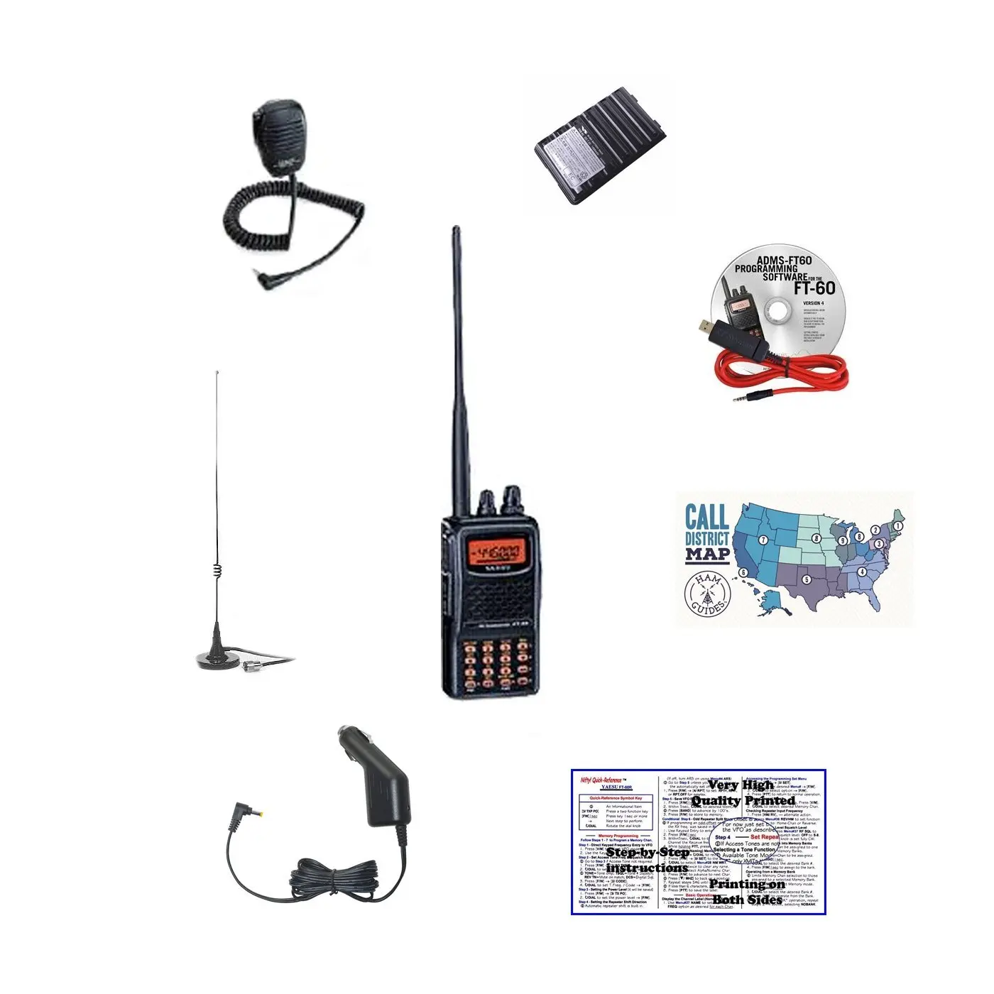 Yaesu FT-60R Handheld Radio /& Nifty Quick Reference Tri-Fold Guide Bundle!