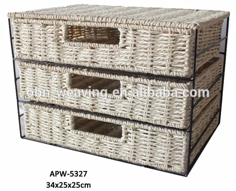 paper rope 3 drawer chest