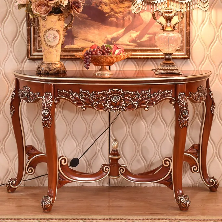 Antique Solid Wood Console Table Painting Finished Baroque Style
