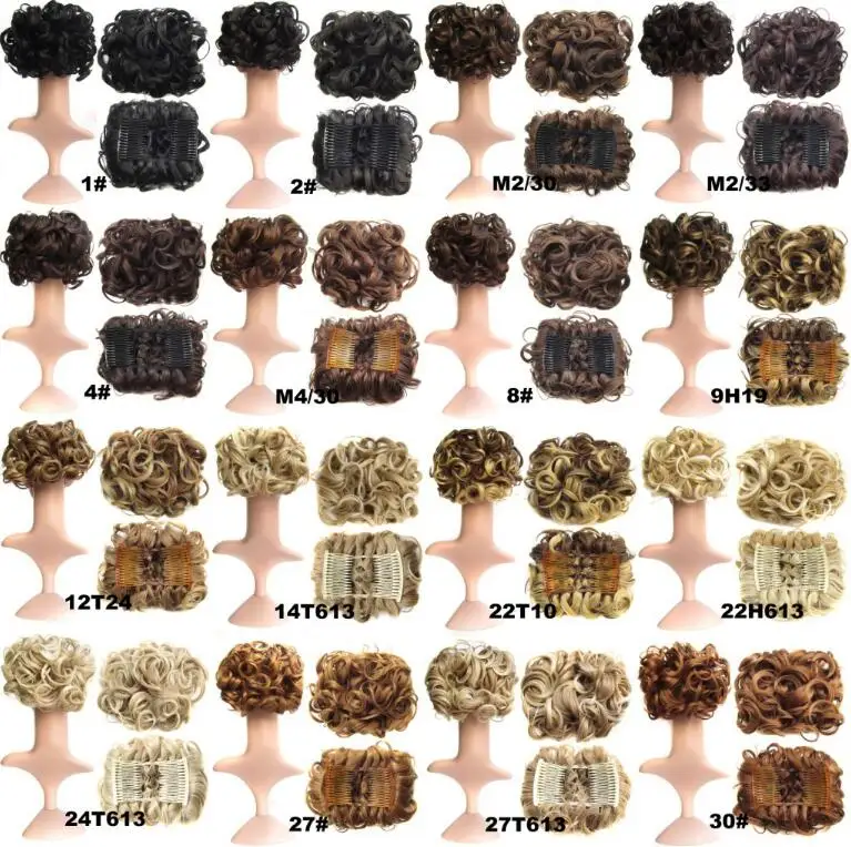 mixed color hot selling synthetic dome chignon hair pieces bun circular clips