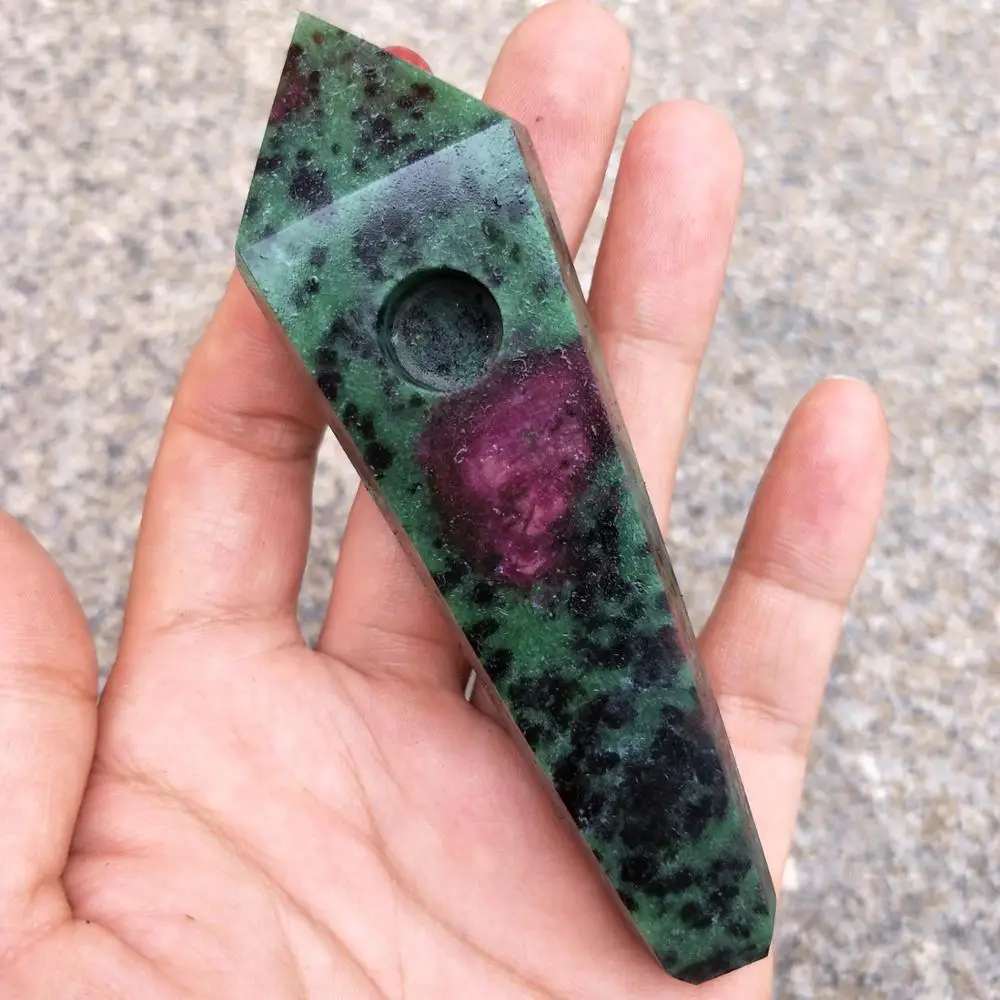 Wholesale Dropshipping carved natural ruby zoisite crystal quartz stone weed accessories smoking pipes for sale