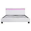 Top quality modern style queen size leather bed with led
