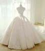 Cap Sleeve Ivory Lace Ball Gowns Bride's Wedding Dresses 2018 Elegant Real Picture Bridal Gowns