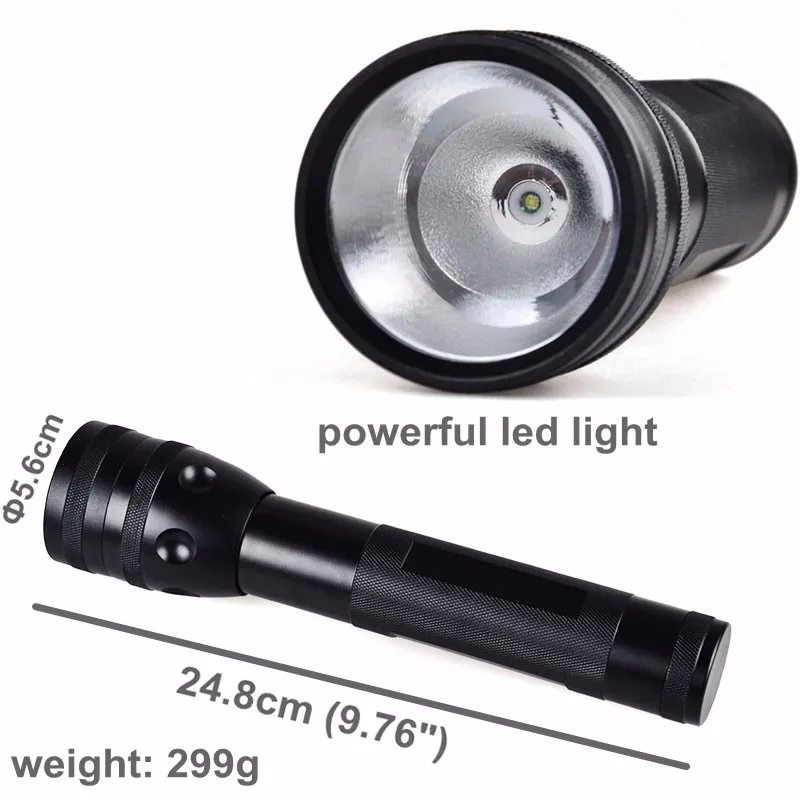 Heavy duty D cell battery operated black 2d aluminum flashlight