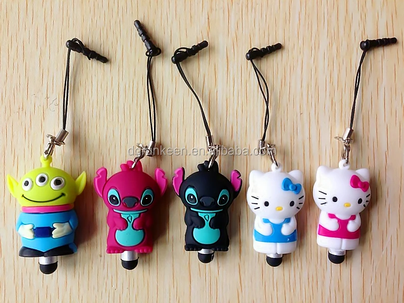 Touch pen for mobile phone pad touch screen Factory Wholesale Stitch cute 3D cartoon Capacitance pen Dust plug