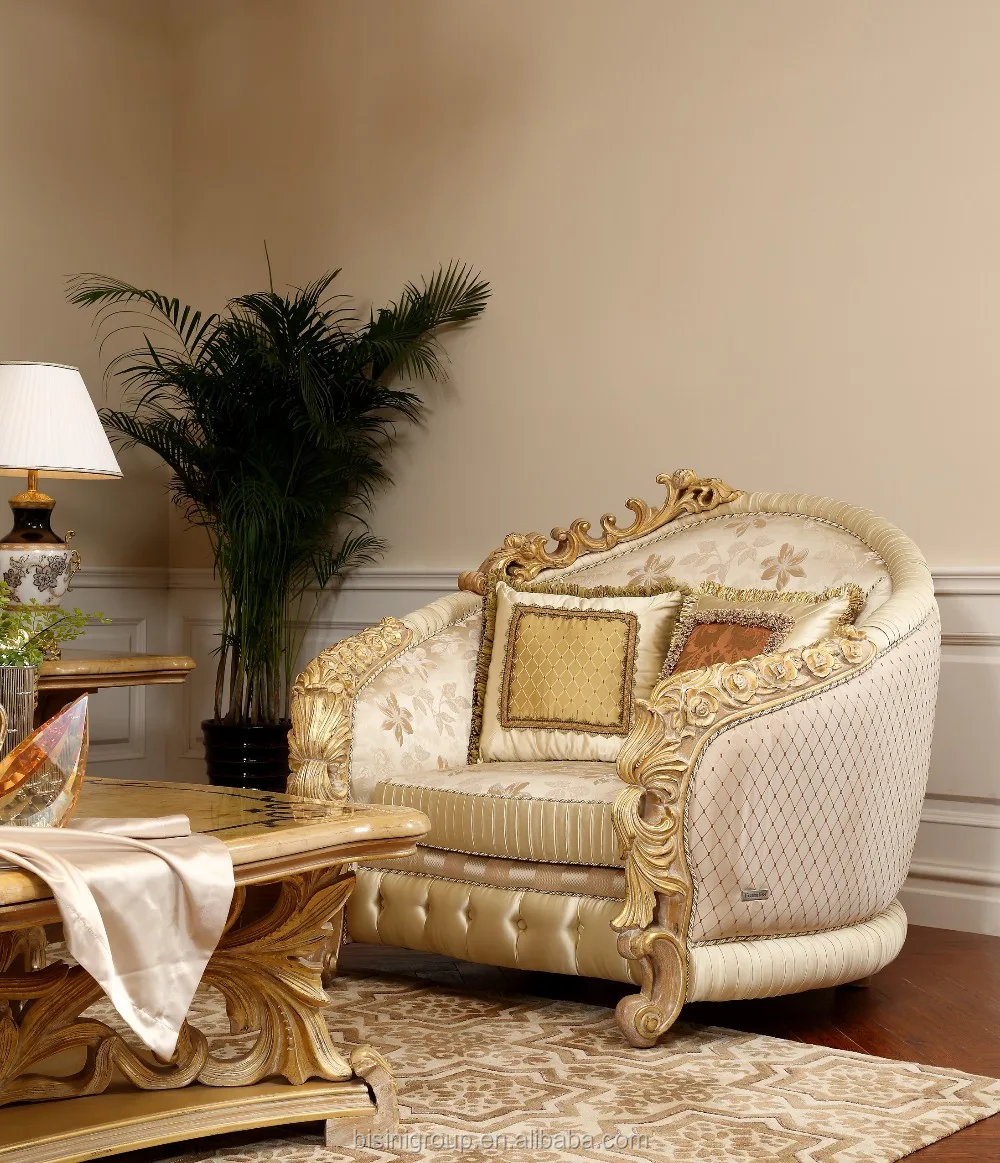 Royal Italian Style Handmade Wood Carving Sofa Set Classical