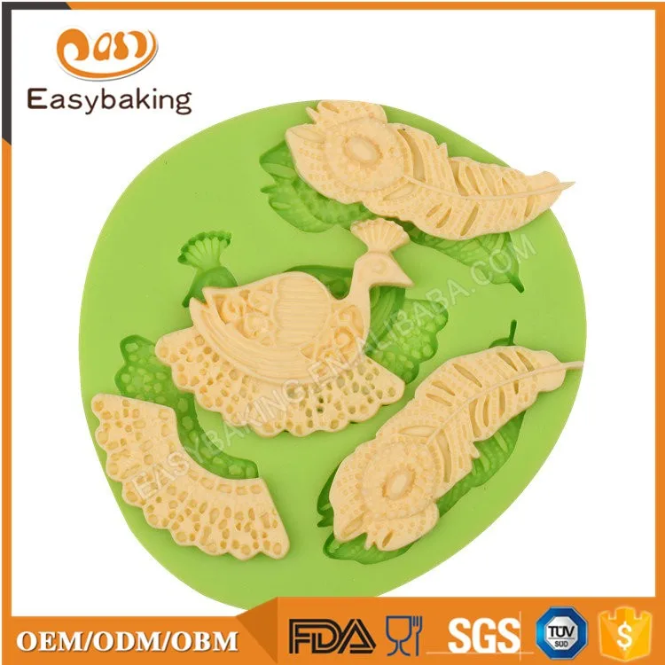 ES-3740 Novelty Peacock Jewelry Fondant Decoration Silicone Mold