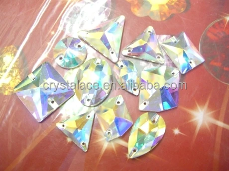 Horse eye AB rhinestones sew on acrylic beads, colour sew on acrylic stones