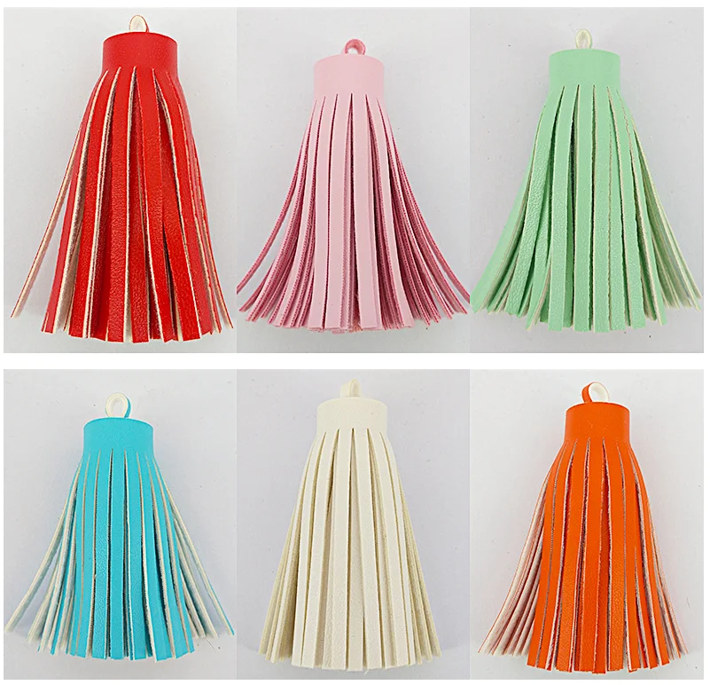 Yongze wholesale colorful small pu leather suede tassel with metal cap keychain for women bag  keyring bag charm