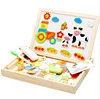 wooden puzzle toy factory Magnetic Easel Wooden Double-face Dry Erase Board Puzzle Games for Kids