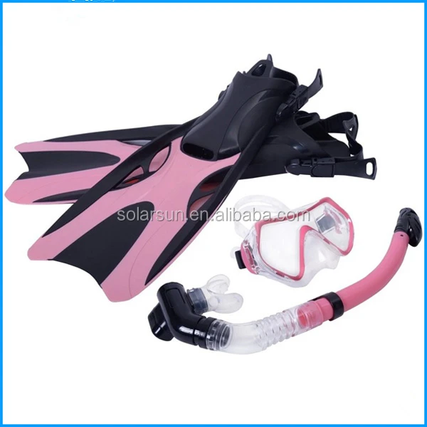 Professional adult snorkel set panoramic dive mask dry snorkel fin set adjust fins wholesale
