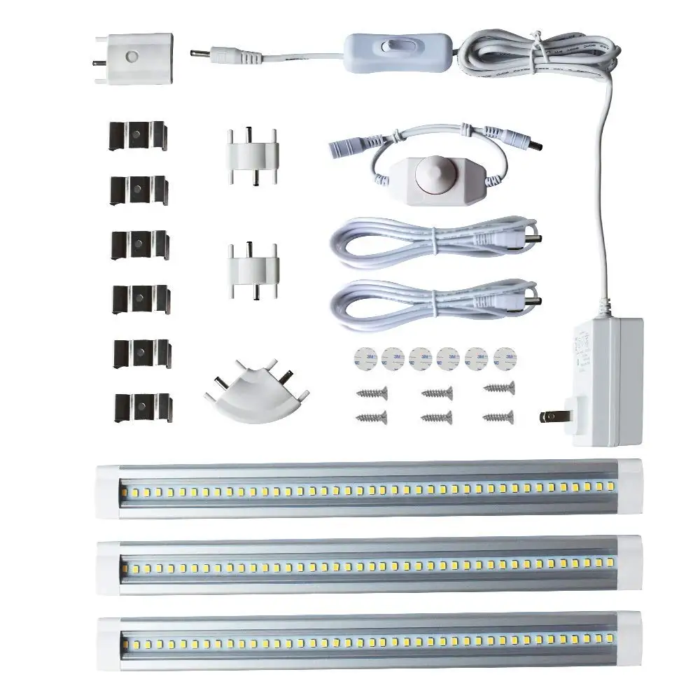 LAMPAOUS LED Under Cabinet Lighting, Closet Lighting, Shelf Lighting,Dimmable Under Counter Lighting, 12W 900 Lumens, Cool White 6000K Kitchen Cabinet Strip Lights Pack of 3 (Cool White 6000K)