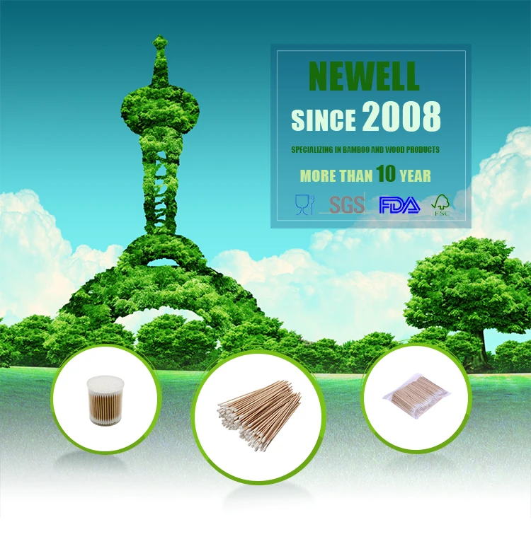 Eco friendly biodegradable bamboo q tips buds cotton swab for makeup