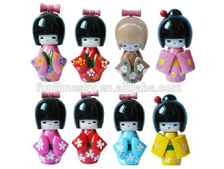 Mini Cute Wooden Traditional Craft Rolypoly Kokeshi Japanese Baby Doll