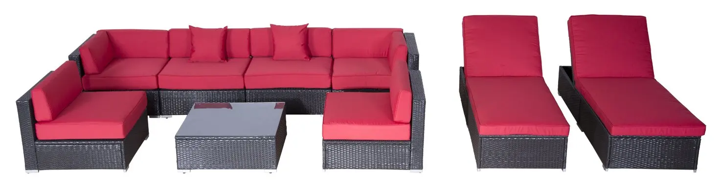 Buy Outsunny Modern 9 Piece Outdoor Patio Rattan Wicker Sofa Sectional