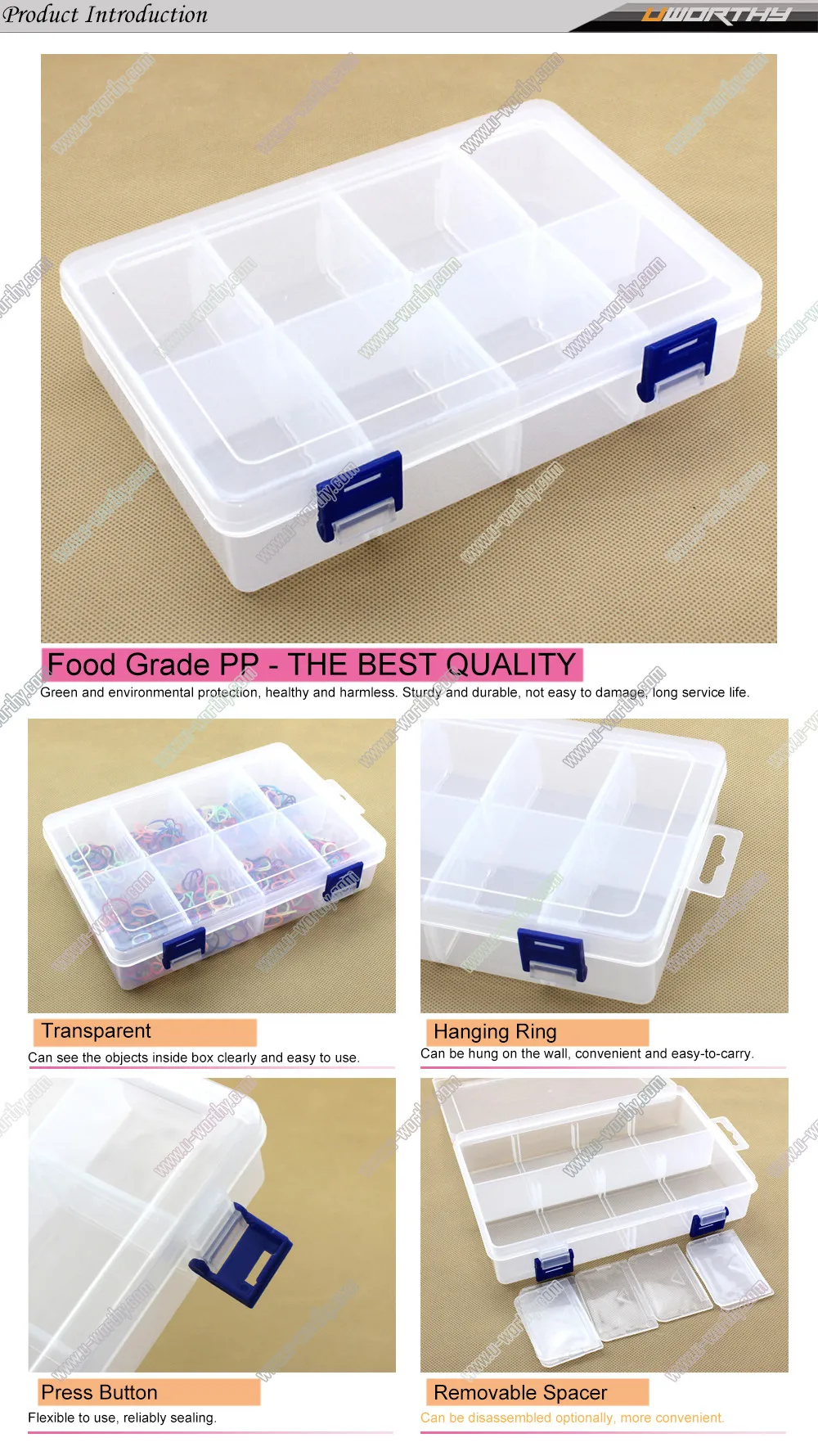 Transparent Houseware 14 Compartments Plastic Organizer Case With