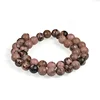 Wholesale 4mm Loose Gemstone Faceted Black Veined Pink Rhodonite Natural Stone Beads For Jewelry Making