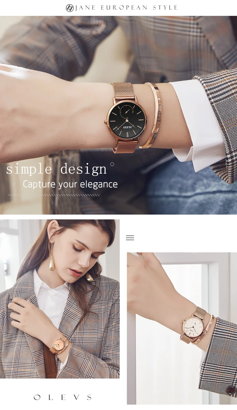 2019 Olevs De Las Mujeres De La Moda Watchesrose De Lujo De Las mujeres relojes de 2019 de calidad superior de acero