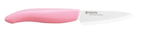 Kyocera 606961-FK-075 SE Advanced ceramic Revolution Series Paring Knife with Handle & White Blade, 3", Pink
