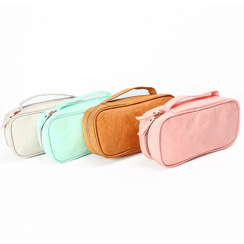 BSCI Factory Custom Tyvek wash bag eco-friendly washable tyvek paper makeup brush pouch waterproof tyvek toiletry bag