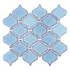Home Interior Decor Crystal Glass Turquoise Irregular Shape Arabesque Lantern Mosaic Tile