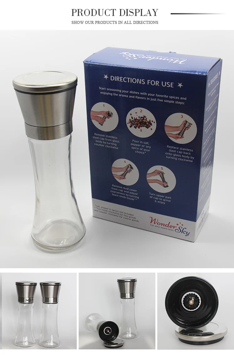 Unique Design Refillable Pepper Grinder Manual Automatic Mini Kitchen