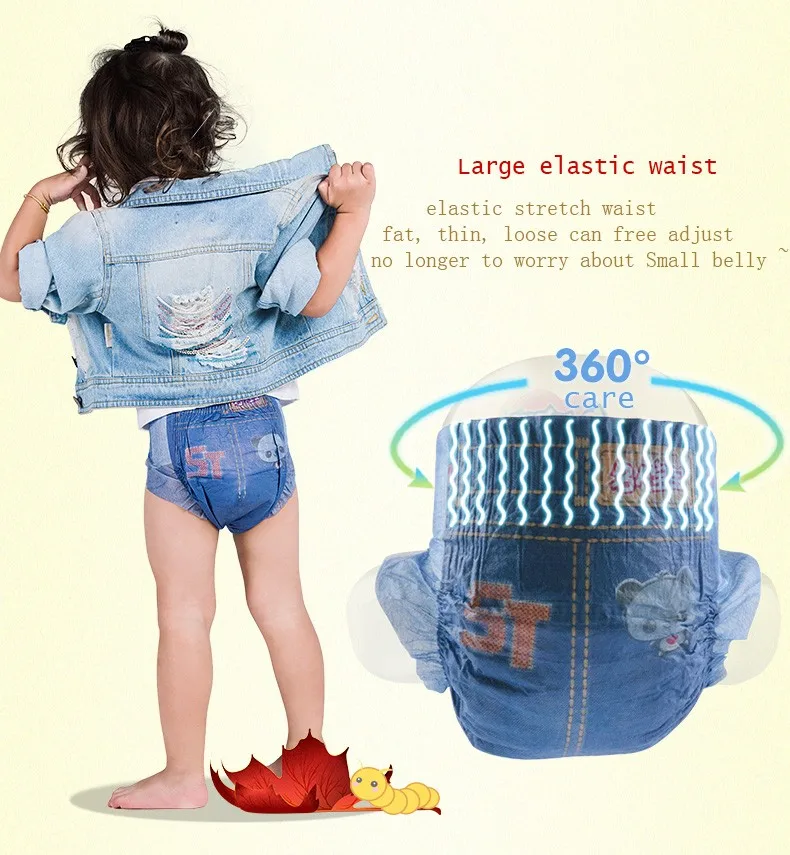 Printed Baby Diaper Iso Baby Products Ultra Thick Jeans Baby Diaper