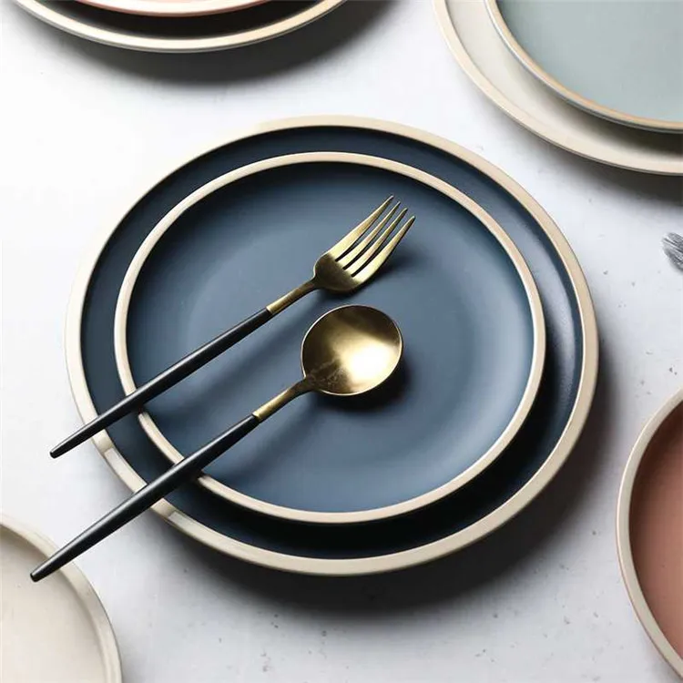 Rustic grace designs japanese speckle galzed round ceramic plate dinnerware for main course