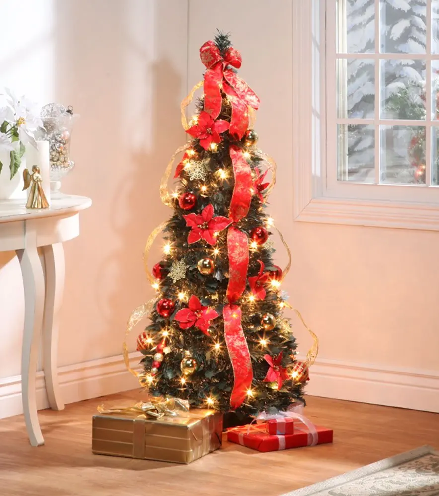 get quotations 4 ft christmas spruce prelit poinsettia pull up tree - Pull Up Christmas Trees Decorated get quotations 4 ft christmas spruce prelit poinsettia pull up tree - Pull Up Christmas Trees Decorated