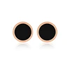 Daily Wear Simple Fashion Korean Style Jewelry Stainless Steel Round Shaped Black Cake Earrings Rose Gold Women Earrings Stud