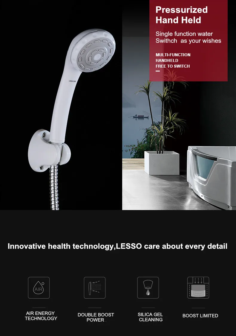 LESSO WP06801T nice pirice ABS plastic water saving rainfall shower heads