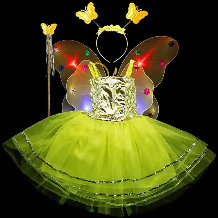 Children Performance Dresses Butterfly Lights Led Dance Costumes For ...