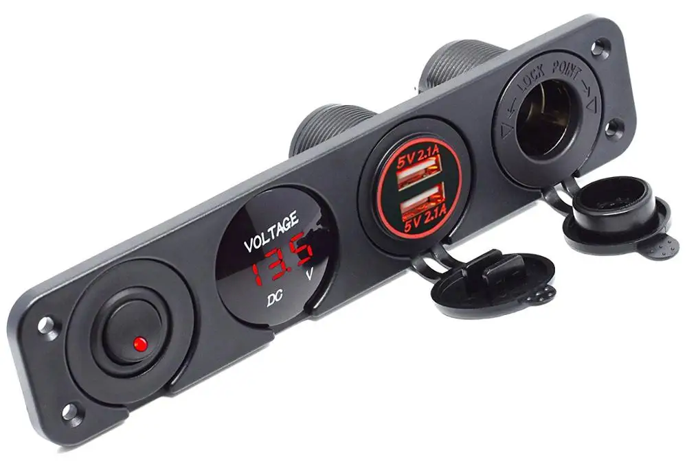 4 Gang 1224v Indicators Light Circuit Breaker Rocker Switch Panel