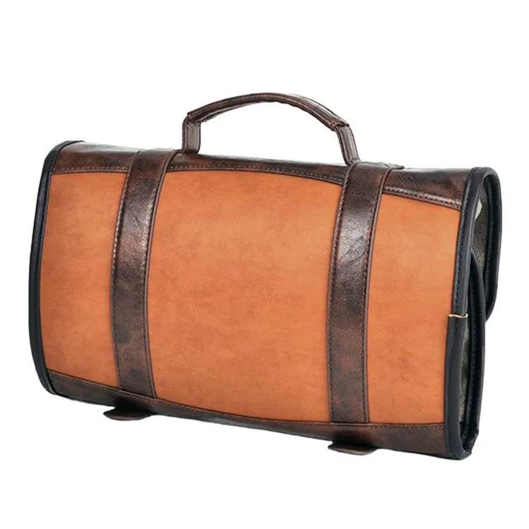 mens leather toiletry bag hanging