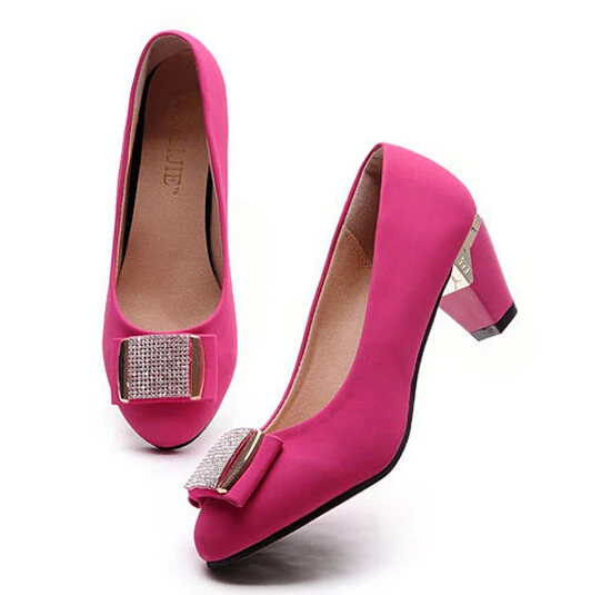 pink short heel shoes