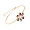 ms006 Colorful Zircon Flower Designs Bangle Charm Bracelet Custom Copper Jewelry