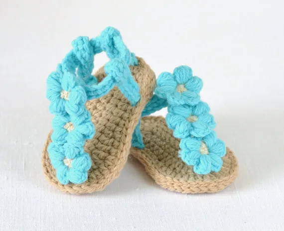 Free shipping Crochet Baby flip flop sandals baby Summer sandals CROCHET Baby Sandals with Little Puff