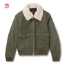 2018 Fashion High Quality Winter Jacket Coat Men Shearling Trimmed Wool-Blend Bomber Jacket