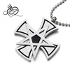 Men's Stainless Steel Star Cross Pendant Necklace with 30 Inches Steel Ball Chain