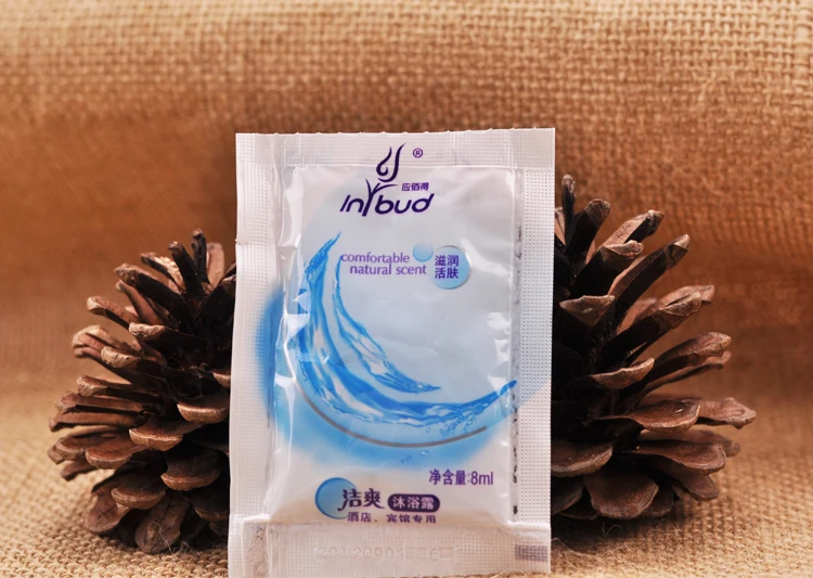 Packaging of disposable articles/disposable wash products shampoo/shower lotion crisp film in hotels