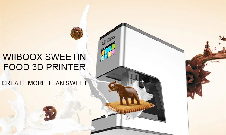 Wiiboox Sweetin Household FDM High Accuracy Desktop DIY Food 3D Printer for Chocolate,Marshed Potato,Jam,Creamy Candy