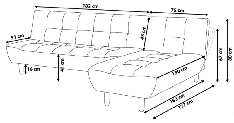 Modern Velvet Fabric Folding Corner Sofa Bed for Living Room
